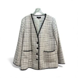 Talbots Plus Women's Tweed Jacket - Black and White 20W